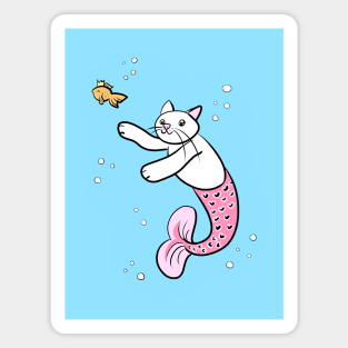 Mermaid Cat with Goldfish Magnet